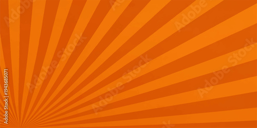 Bright orange sunburst abstract vector background with yellow rays and summer sunrise light pattern for a sunny wallpaper design