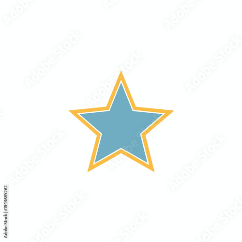 A simple, stylized five-pointed star in blue with a thin yellow outline