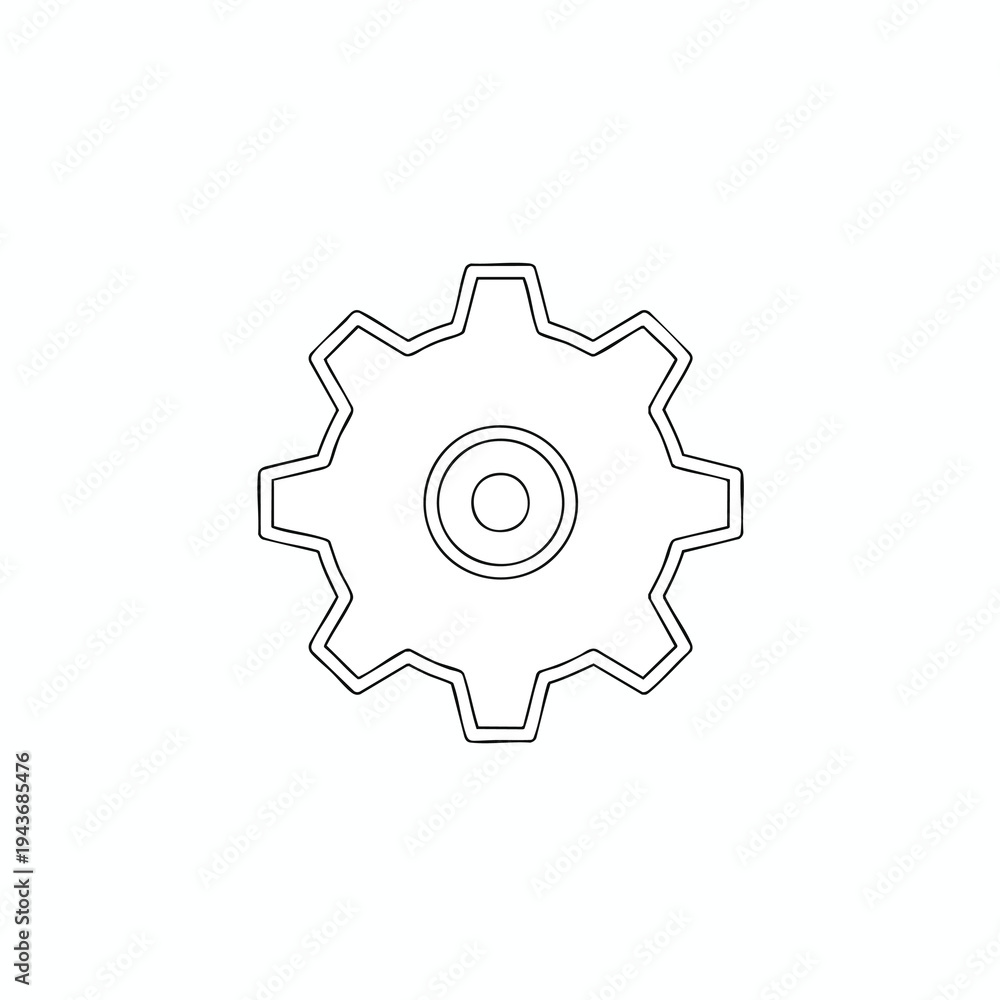 Obraz premium A simple black line drawing of a gear with teeth and concentric circles