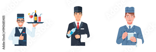 Hotel staff serving drinks and taking orders