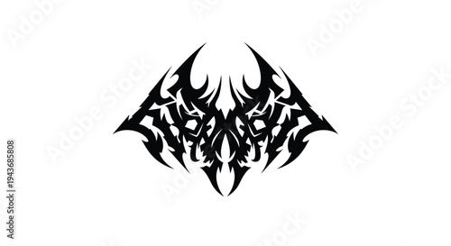 Intricate black tribal design resembling wings or a demonic symbol