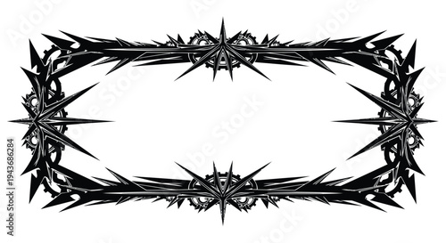 Intricate black ornamental frame with sharp stylized star like elements