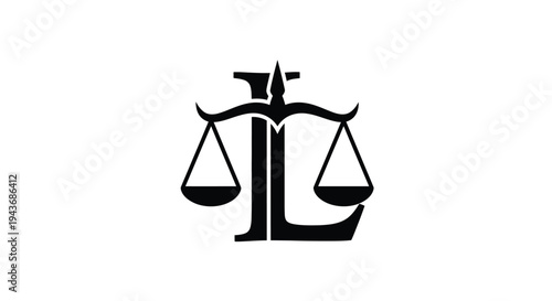 A black silhouette of scales of justice representing law and fairness
