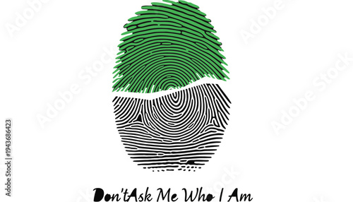 Fingerprint illustration with green and black colors and anonymous quote