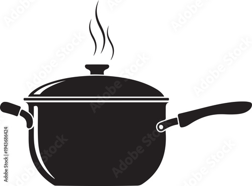 white background cooking pot black silhouette vector