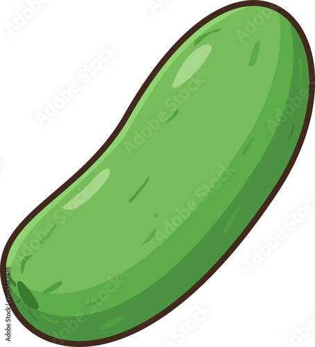 A simple green cucumber vector illustration in a cute flat style, ideal for healthy eating and grocery icons.
