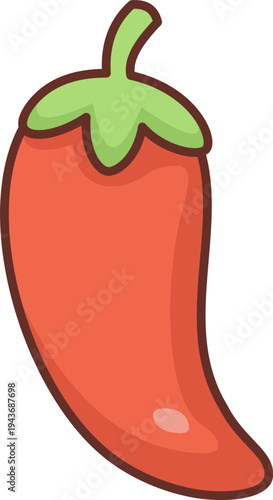 A vibrant red chili pepper vector illustration, representing spicy food and fresh cooking ingredients.
