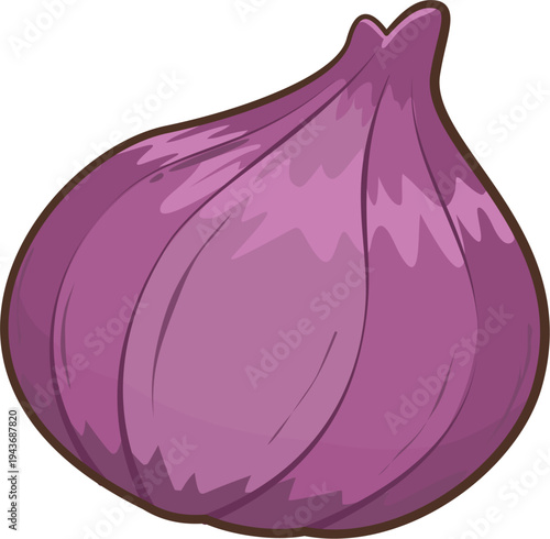 A cute red onion vector illustration in a flat design, perfect for food and cooking themes.