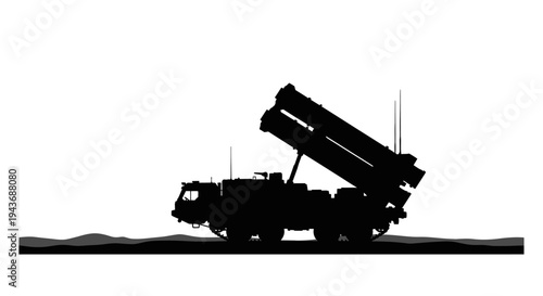 Silhouette of a Missile Launcher Truck on a Battlefield