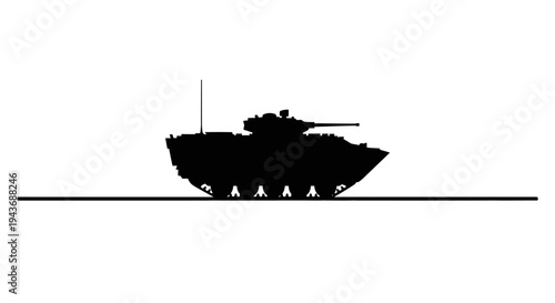 Silhouette of an Armored Personnel Carrier on a White Background