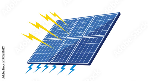 Vector illustration of solar panel with lightning bolts