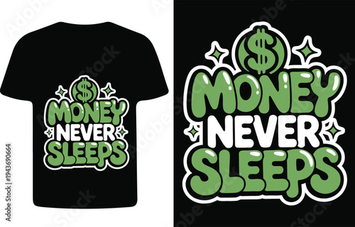 Obraz na płótnie Black t shirt mockup displaying a vibrant money themed graphic design