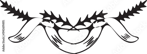 Black and white vector laurel wreath with ribbon