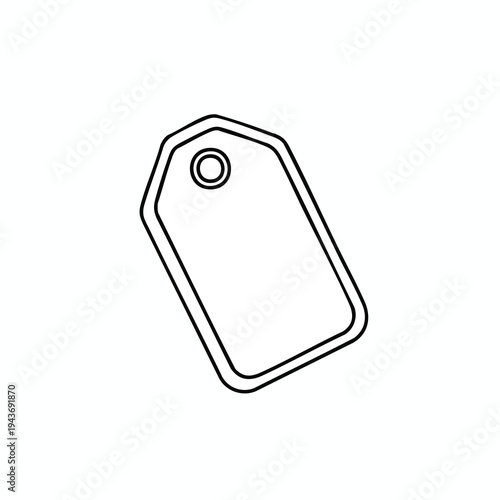 Simple black outline of a single tag with a hole at the top