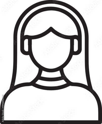 Hand Drawn Female Customer Service Agent Black and White Avatar Illustration in Minimal Line Art Style Design