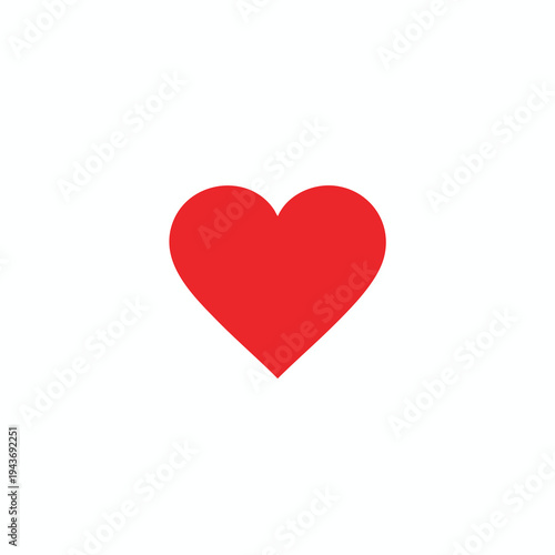 A simple red heart shape centered on a plain white background
