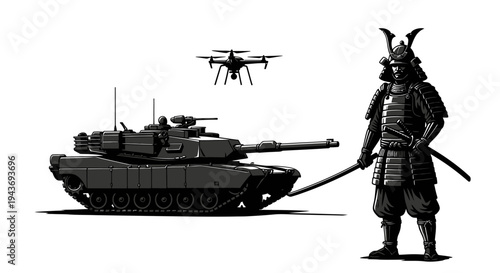 Samurai Warrior, Tank, and Drone: Past Meets Future Warfare