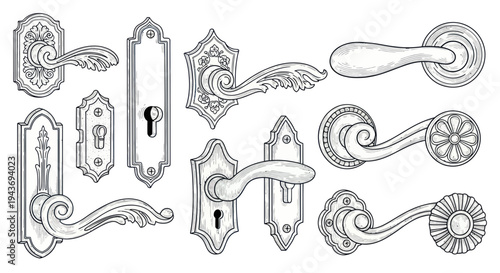 Vintage Door Handles Collection - Ornate and Classic Designs