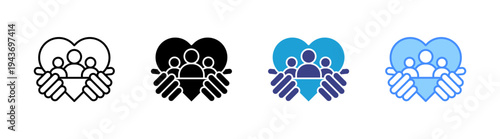 Social Services icon set multiple style collection