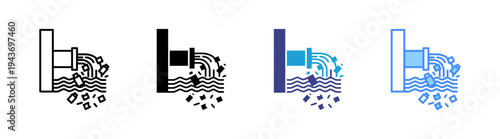 Sewer icon set multiple style collection