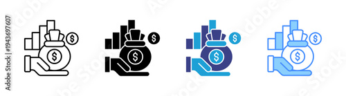 Income icon set multiple style collection