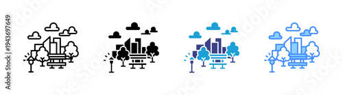 Park icon set multiple style collection