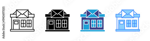 Post Office icon set multiple style collection