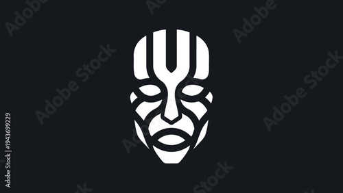 Tribal Mask Icon Symbolizing Ancient Culture and Mystery.