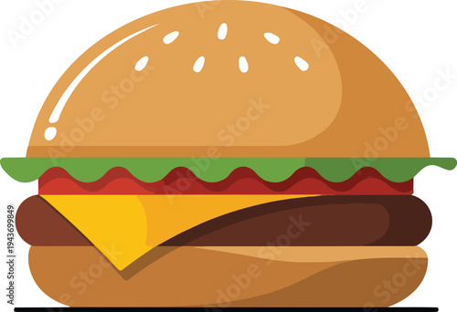 Cartoon burger vector illustration isolated on white background cute fast food hamburger character design