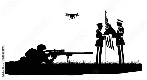 Sniper Drone Surveillance Military Ceremony