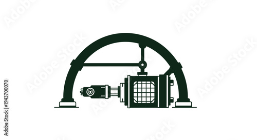 Vintage Steam Engine Mechanism Silhouette.