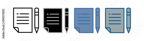 
note icon set multiple style collection with paper and pen design