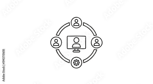 Teamwork and Collaboration Icon Representing Online Communication.
