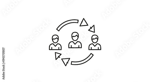 Teamwork and Collaboration Icon Representing People Working Together.