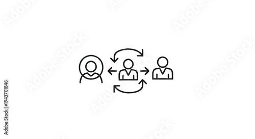 Teamwork and Collaboration Icon Representing People Interaction.
