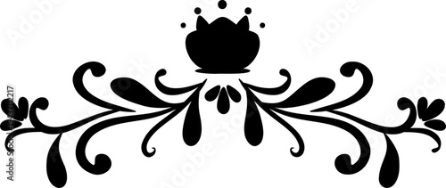 Black royal crown floral vector border design element