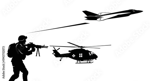 Soldier Targets Jet with Anti-Aircraft Missile, Helicopter Flies Nearby