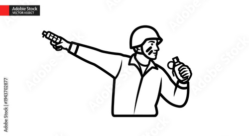 Soldier Throwing Grenade, Military Action, Combat, War, Soldier Icon