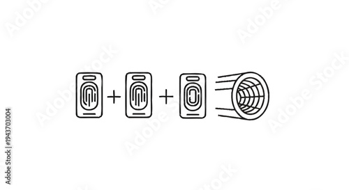 Three fingerprint icons plus a cylindrical object.