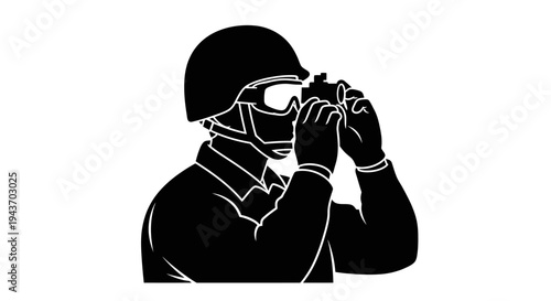 Soldier with Binoculars, Military Observation, Tactical Gear, Surveillance, Reconnaissance
