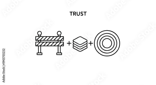 Trust Building Blocks Concept Visualized with Icons.