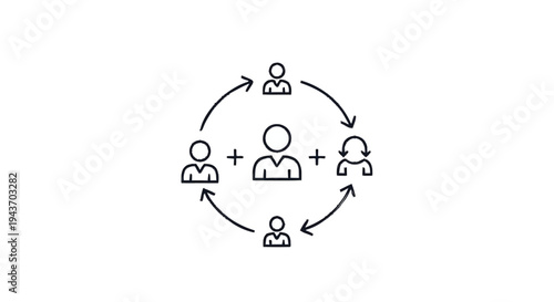 Teamwork and Collaboration Network Concept Icon.