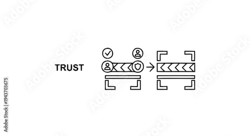 Trust and Process Flow Diagram with Icons.