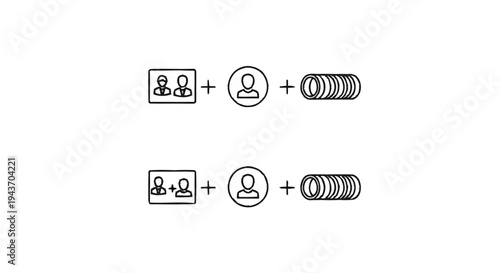 Two rows of icons showing people and money.