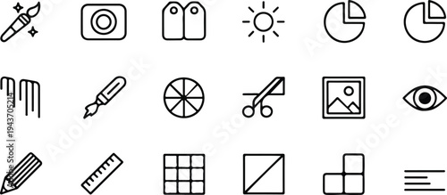 Set of image editing icons including photo picture gallery crop and adjustment symbols vector illustrationPrint