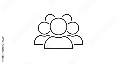 Simple Line Art Icon Representing a Group of People.