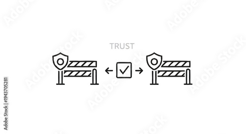 Trust and Security Barrier Concept with Checkmark.