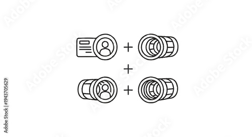 User profile icon and camera lens combination graphic.
