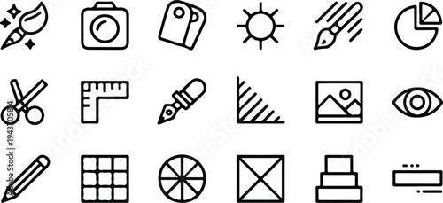 Set of image editing icons including photo picture gallery crop and adjustment symbols vector illustrationPrint