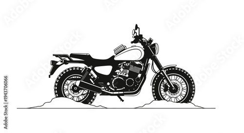 Vintage Motorcycle Stuck in Snow